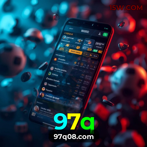 Números do app 97q em material de marketing — ilustração, não auditoria